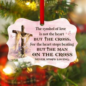 Adorable Cross Aluminium Ornament - The Symbol Of Love Is The Cross, Christmas Ornament Gift, Christmas Gift, Christmas Decoration
