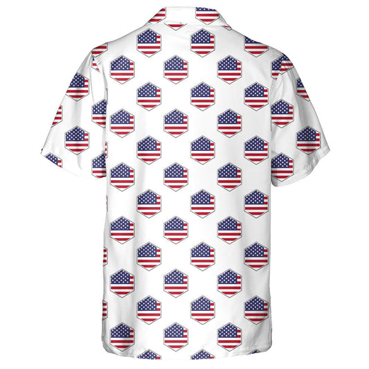 Patriotic USA Flag Hexagon Isolated On White Background Hawaiian Shirt, Hawaiian Shirt Gift, Christmas Gift