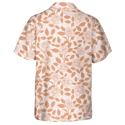 Hand Drawn Rose And Tree Branches In Coral Design Hawaiian Shirt, Hawaiian Shirt Gift, Christmas Gift