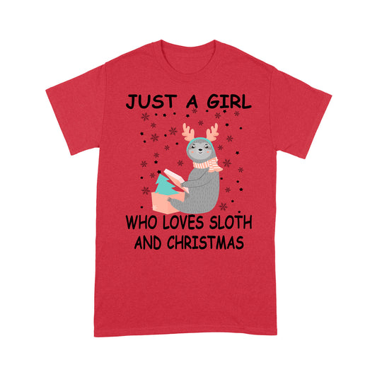 Just A Girl Who Loves Faultier und Weihnachten Lustiges T-Shirt Geschenk für Weihnachten