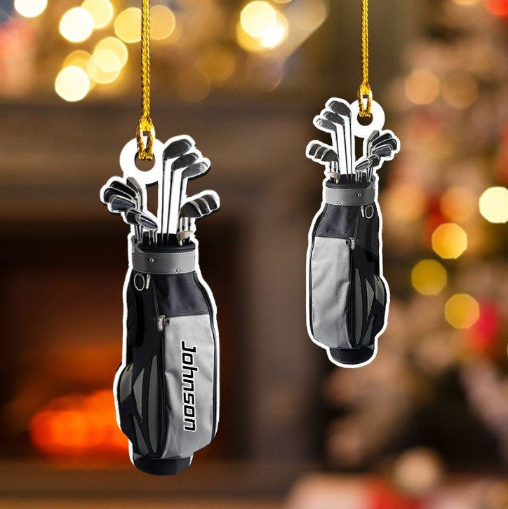 Customized Golf Bags Acrylic Ornament, Golf Cart Ornament For Golf Lovers,Christmas Gift,Christmas Decoration