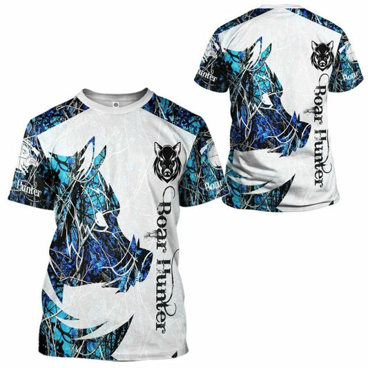 3D Wildschwein Jäger Blau Benutzerdefinierte T-shirt Hoodie Bekleidung