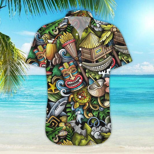 Tiki Hawaiian Shirt - Hawaii Seamless Hawaiian Culture Hawaii Shirt - Beach Themed Gifts, Hawaiian Shirt Gift, Christmas Gift