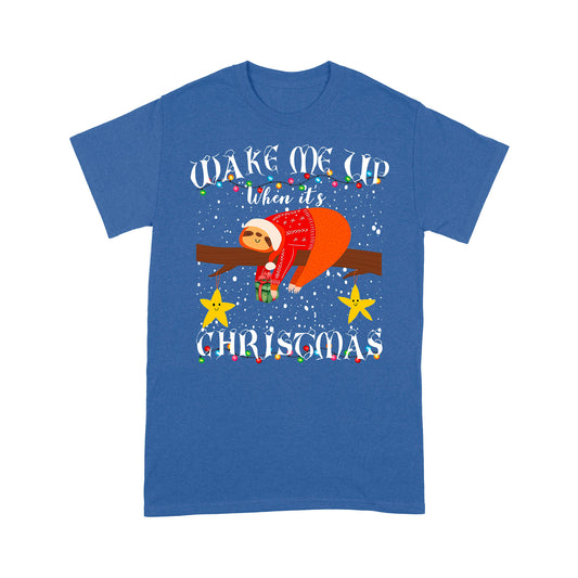 Wake Me Up When It's Christmas Funny Cute Sloth Christmas - Standard T-shirt Tee Shirt Gift For Christmas