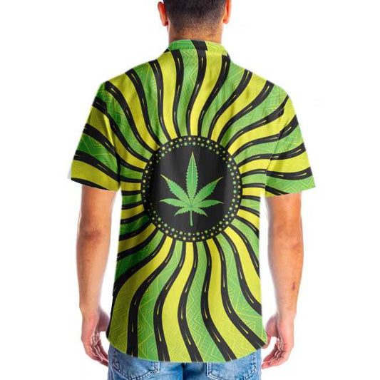 Cool Magic Marijuana Leaf With Sacred Geometry Hawaiian Shirt, Hawaiian Shirt Gift, Christmas Gift