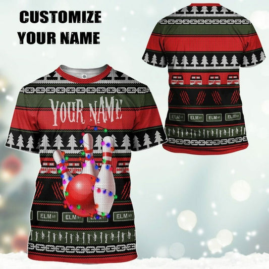 3D Custom Bowling Hässliche Weihnachten T-Shirt Hoodie Bekleidung