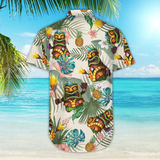 Tiki Hawaiian Shirt - Tiki Tropical Pineapple Hawaiian Shirt - Best Beach Themed Gifts, Hawaiian Shirt Gift, Christmas Gift