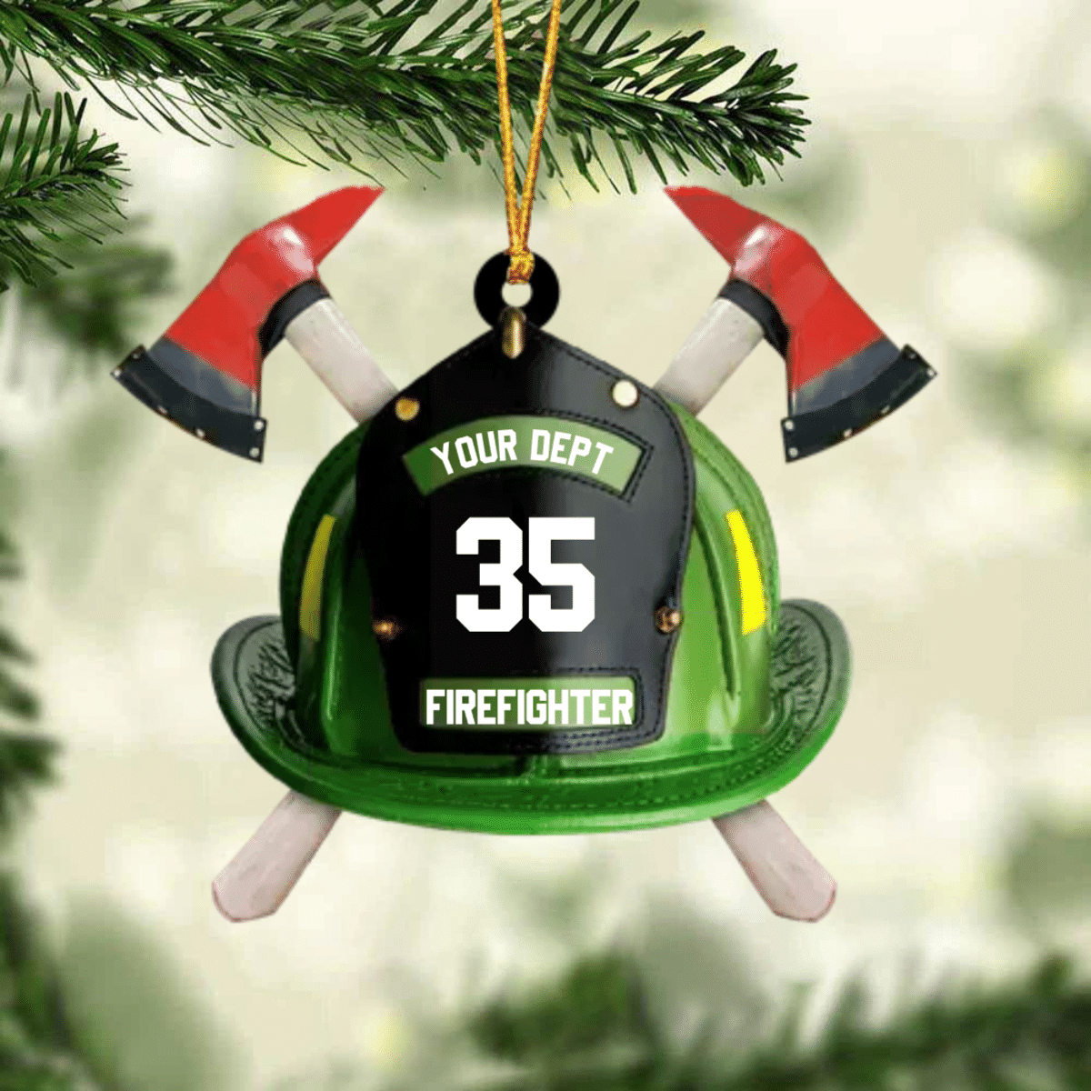 Personalized Firefighter'S Helmet Flat Acrylic Ornament For Fireman, Axe Firefighter Christmas Ornament For Him,Christmas Decoration