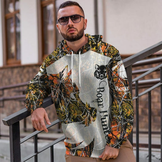 3D Wildschwein Jäger Orange Custom T-Shirt Hoodie Bekleidung