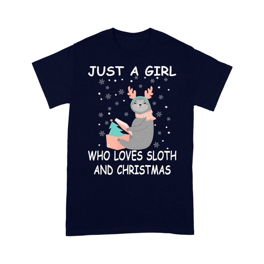 Nur ein Mädchen, das Faultier und Weihnachten liebt T-Shirt Geschenk für Weihnachten