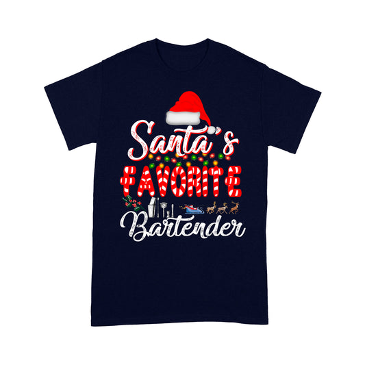 Santa's Favorite Bartender Funny Christmas Gift - Standard T-shirt Tee Shirt Gift For Christmas
