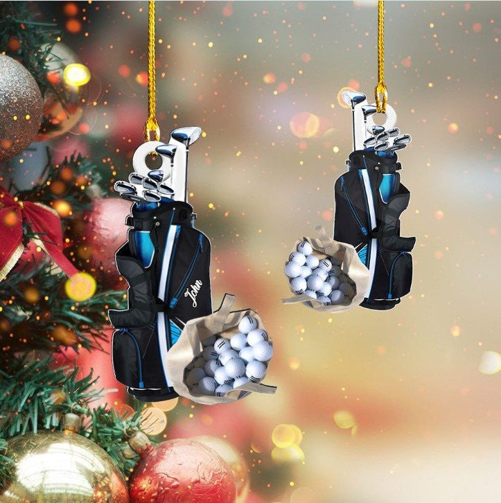 Customized Golf Bags Acrylic Ornament, Golf Cart Ornament For Golf Lovers,Christmas Gift,Christmas Decoration