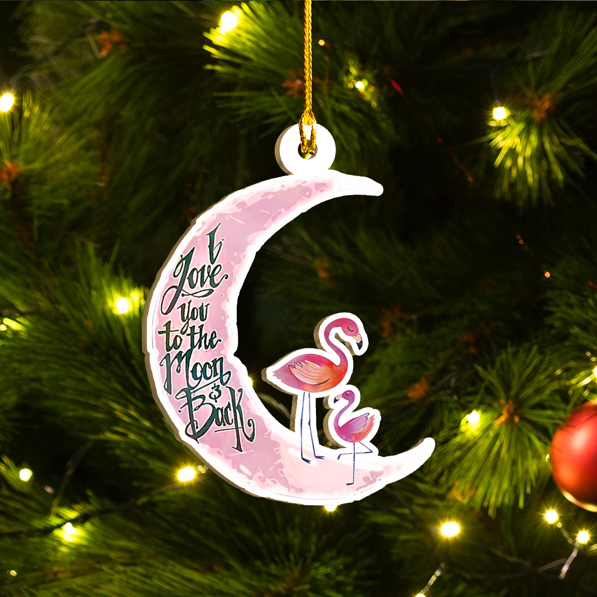 Christmas Flamingo Ornaments Set, Flamingo Ho Ho Ornaments, Funny Christmas Ornament Family Gift Idea For Flamingo Lover