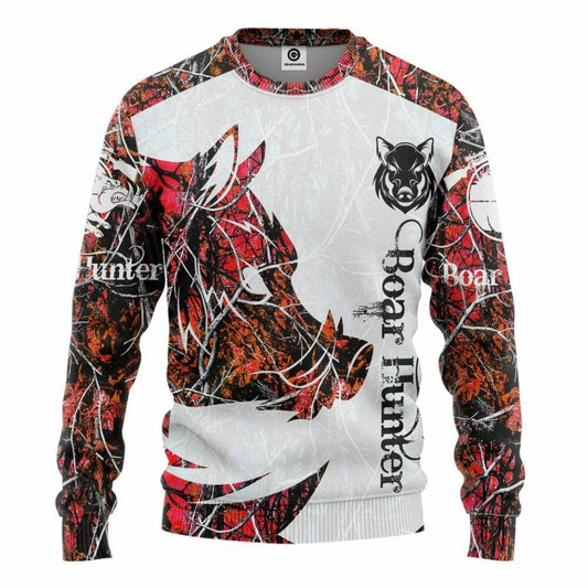 3D Wildschwein Jäger Rot Benutzerdefinierte T-shirt Hoodie Bekleidung