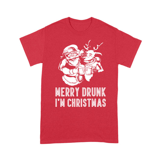 Funny Christmas Beer Outfit - Merry Drunk I'm Christmas Tee Shirt Gift For Christmas