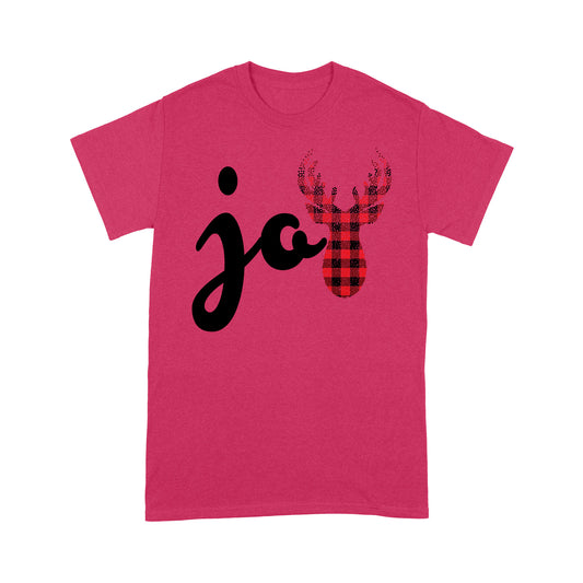 Joy - Red Buffalo Plaid Weihnachten Rentier Familie Geschenk T-Shirt Geschenk für Weihnachten