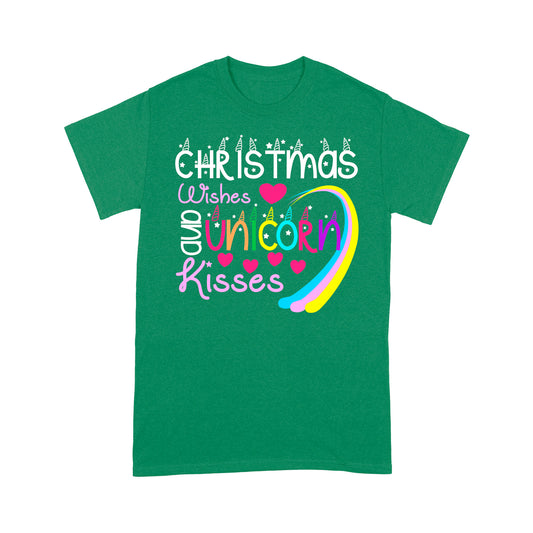 Christmas Wishes And Unicorn Kisses Funny Christmas Tee Shirt Gift For Christmas