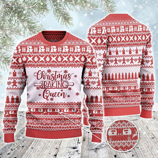Christmas Baking Queen Baker Gift All Over Print Sweater, Christmas Ugly Sweater, Christmas Gift, Gift Christmas 2024