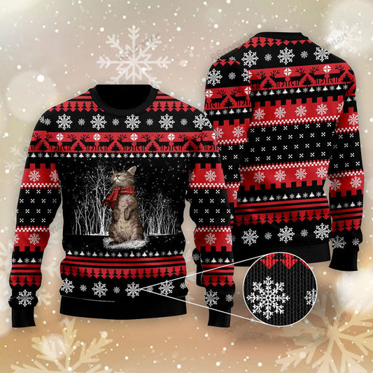 Christmas Cats Ugly Black and Red Sweater, Christmas Gift, Gift Christmas 2024