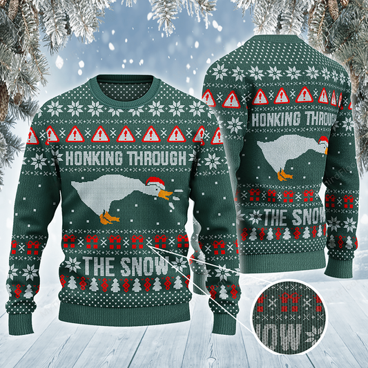 Honking Through The Snow All Over Print 3D Ugly Sweater, Christmas Ugly Sweater, Christmas Gift, Gift Christmas 2024