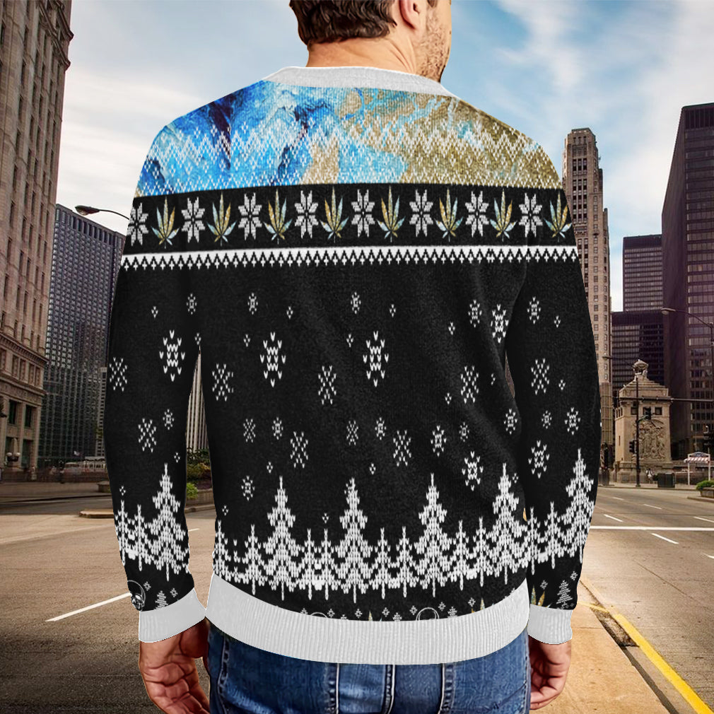 I bet my soul smell like weed funny metal cannabis skull All-over Print Wool Sweater - Funny Merry Christmas ugly sweater unique gift idea