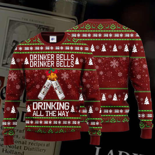 Ketel One Drinker Bells Drinker Bells Drinking All The Way Sweater, Christmas Ugly Sweater, Christmas Gift, Gift Christmas 2024
