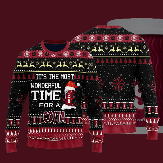 Most Wonderful Time For A Costa Christmas Sweater, Christmas Ugly Sweater, Christmas Gift, Gift Christmas 2024