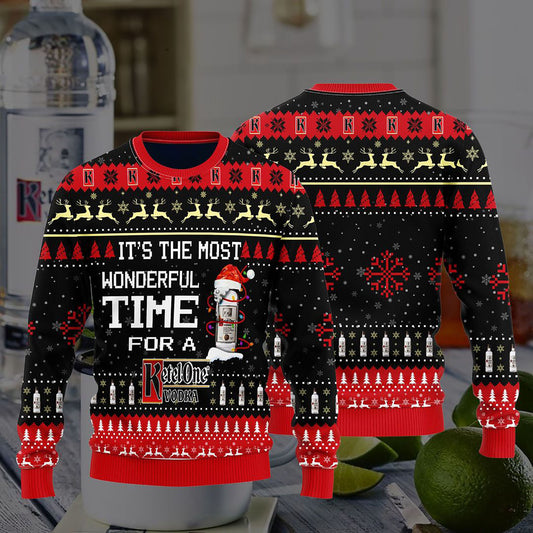 Most Wonderful Time For A Ketel One Christmas Sweater, Christmas Ugly Sweater, Christmas Gift, Gift Christmas 2024