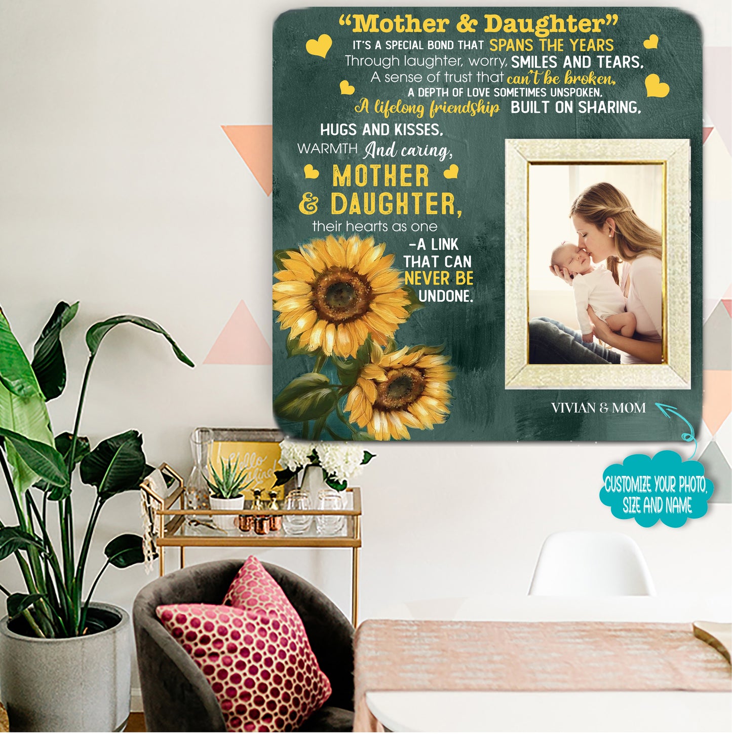 Picture Frame Mother and daughter Gift for Birthday, Valentines Day, Wedding, Graduation, Christmas, College, Mothers Day,