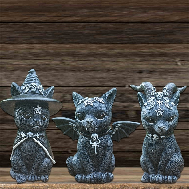 Halloween Decorations Magic Cats Resin Crafts Sculptures Window Tabletop Decorations Lawn Garden Garden Decorations Holiday Gift