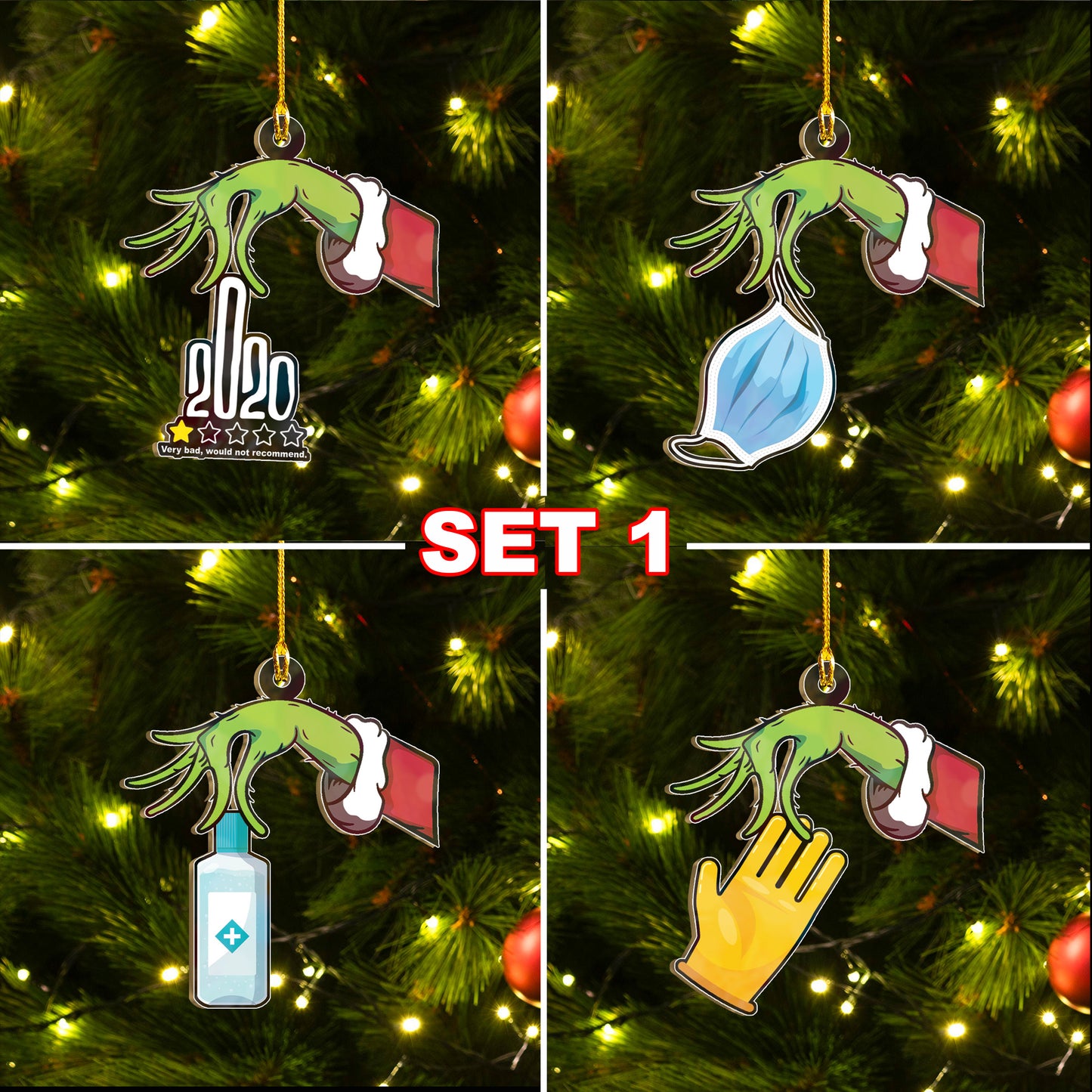 Very Bad Would Not Recommend 2020 Ornament Set Of 8 & 4, Funny Christmas Ornament Set, Christmas Family Gift Idea