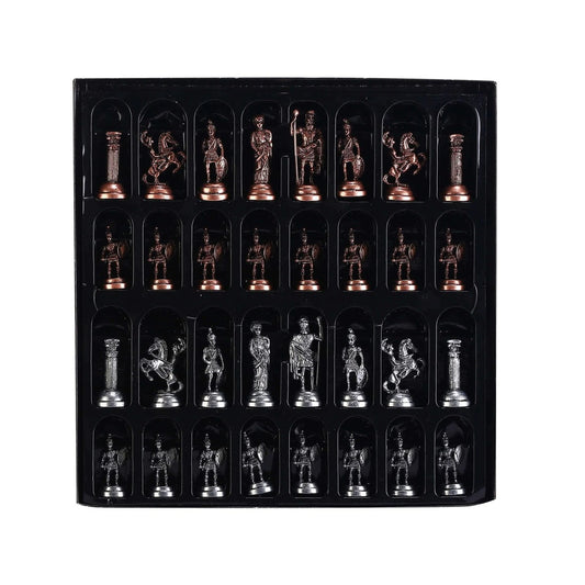 Historical Antique Copper Rome Figures Metal Chess Set, Handmade Pieces