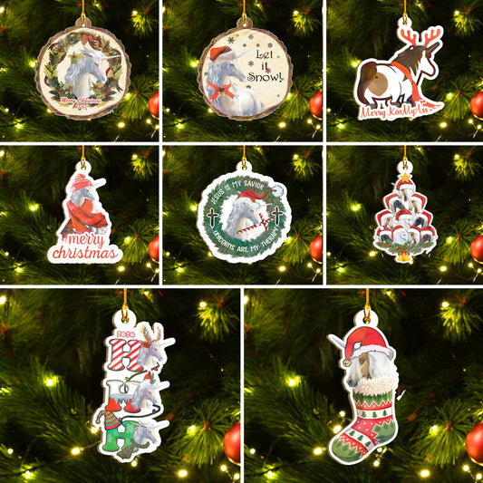 Xmas Unicorn Ornaments Set, Merry Christmas Ornaments Set, Funny Christmas Ornaments Family Gift Idea For Unicorn Lover