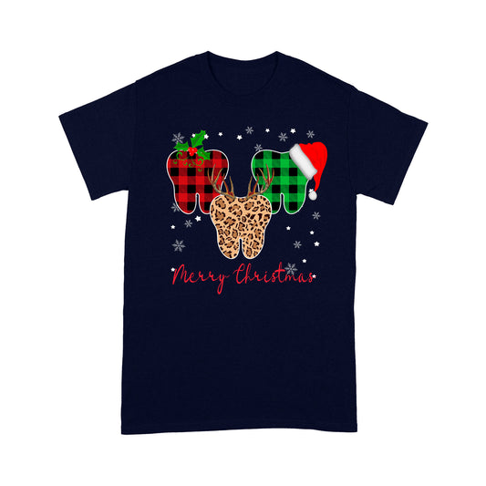 Frohe Weihnachten Dental Lovers - Leopard und Strickmuster T-Shirt T-Shirt Geschenk für Weihnachten