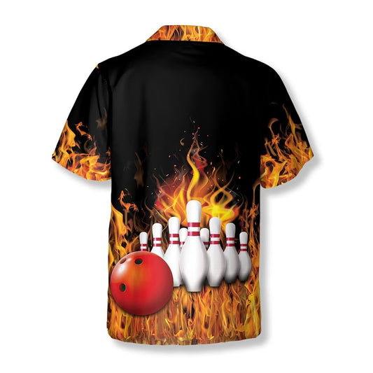 Bowling Flame Hawaiian Shirt, Bowling In Fire Hawaii Shirt, Bowling Shirt With Bowling Ball Pattern, Bowling Team Matching