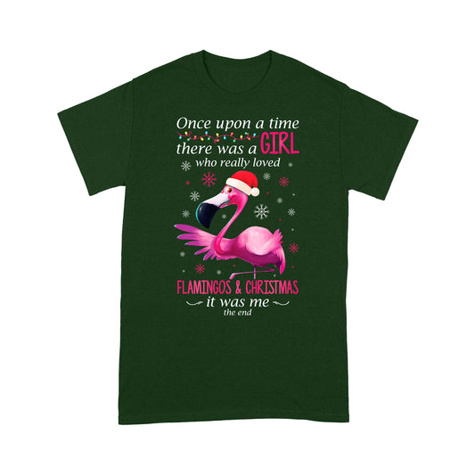 Once Upon A Time There Was A Girl Funny Flamingos Christmas Tee Shirt Gift For Christmas