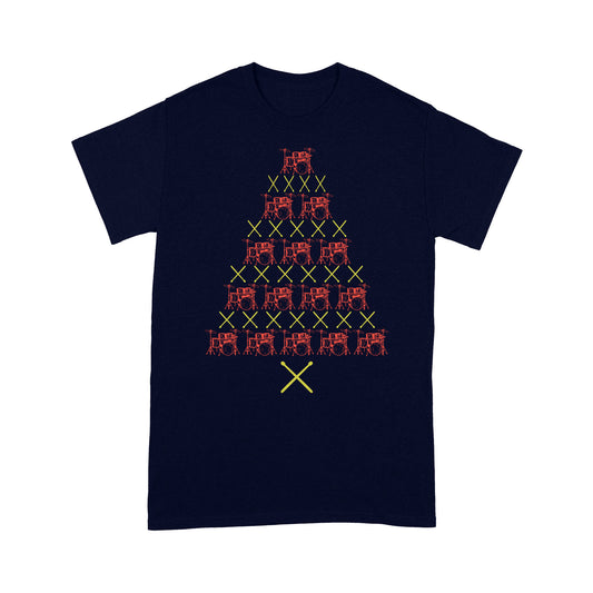 Weihnachts-Schlagzeug-Baum für Schlagzeug-Liebhaber, lustiges Weihnachts-T-Shirt, Geschenk für Weihnachten
