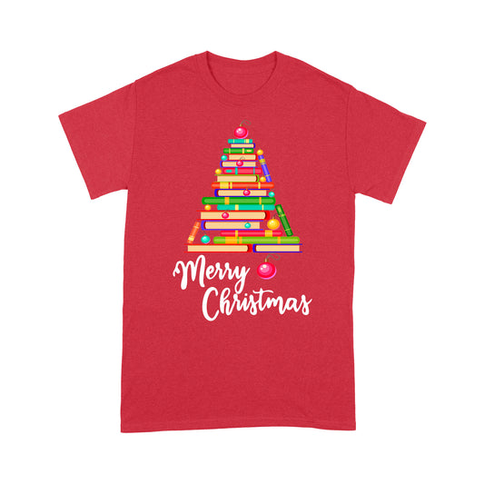 Frohe Weihnachten Bücher Baum für Buchliebhaber Lustiges T-Shirt Geschenk für Weihnachten
