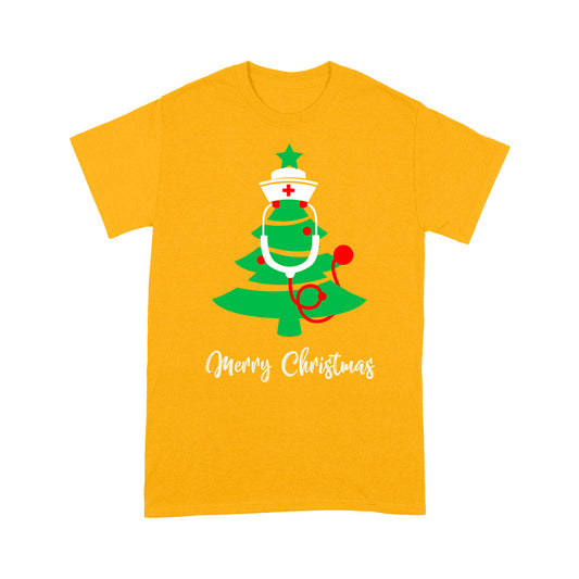 Frohe Weihnachten Stethoskop Krankenschwester Weihnachtsbaum T-Shirt Geschenk für Weihnachten