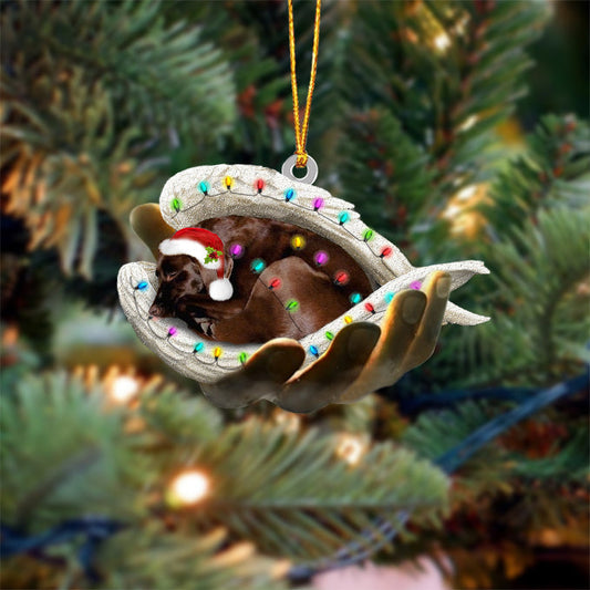 Chocolate Labrador Sleeping Angel In God Hand Christmas Ornament Godmerch Ornament - Best gifts your whole family