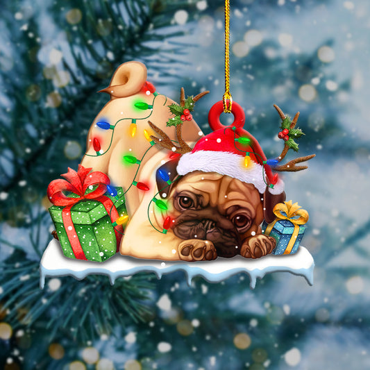 Cute Pug Christmas Shape Ornament - Best gifts your whole family