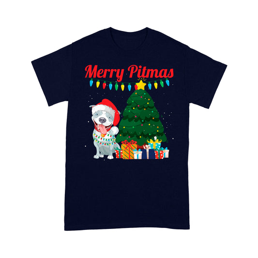 Funny Christmas Costume For Pitbull Lovers - Merry Pitmas Tee Shirt Gift For Christmas