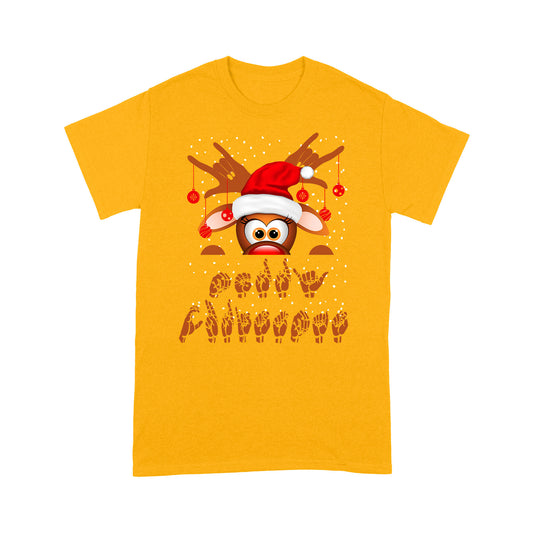 Sign Language Merry Christmas ASL Reindeer Gift - Standard T-shirt Tee Shirt Gift For Christmas