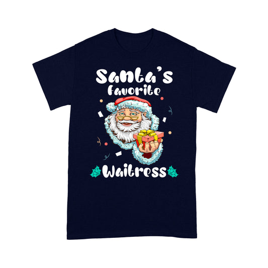 Santa's Favorite Waitress Funny Cute Waitress Christmas Gift - Standard T-shirt Tee Shirt Gift For Christmas