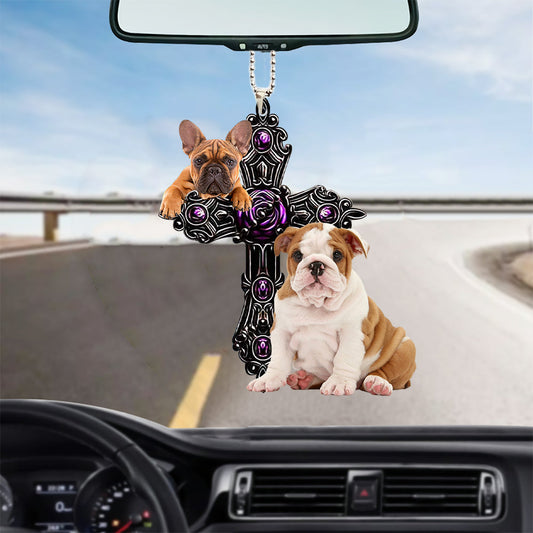 English Bulldog Pray For God Car Hanging Ornament Dog Pray For God Ornament Godmerc - Best gifts your whole family