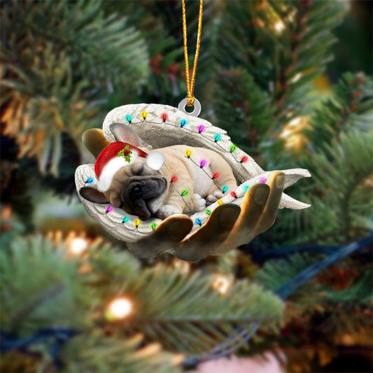 French Bulldog 2 Sleeping Angel In God Hand Christmas Ornament Godmerch Ornament - Best gifts your whole family