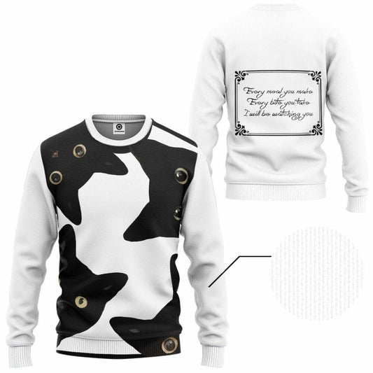 3D Funny Stealthy Black Cat Custom Shirt