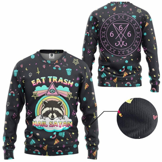 3D Eat Trash And Hail Satan Custom Hoodies