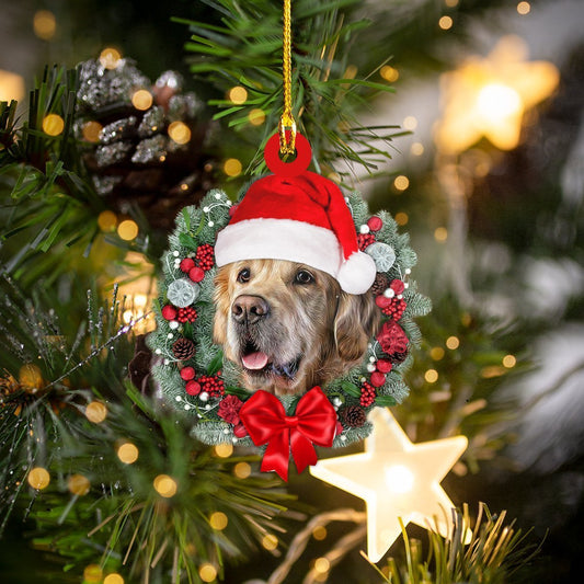 Golden Retriever Christmas Flower Circle and Hat Shaped Ornament - Best gifts your whole family