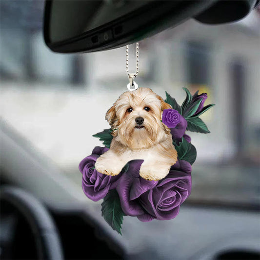 Havanese In Purple Rose Car Hanging Ornament - Best gifts your whole family